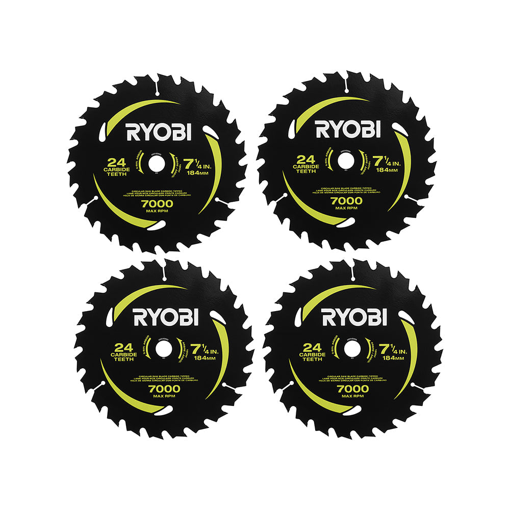 4 PC. 7-1/4" x 24T CARBIDE TEETH THIN KERF CIRCULAR SAW BLADE SET