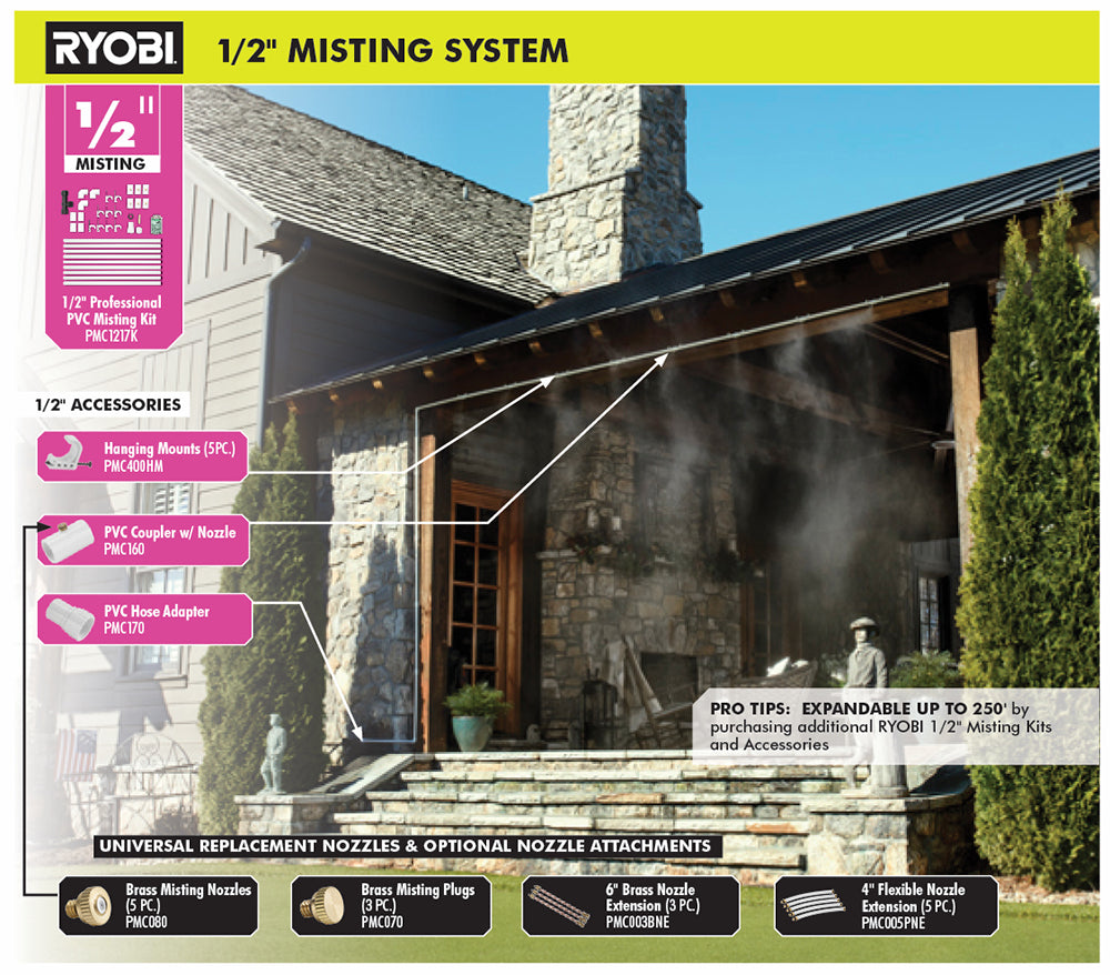 1/2" x 12" Professional PVC Misting Kit