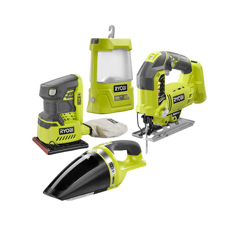 18V ONE+ Jig Saw, Hand Vac, Area Light, and 1/4 Sheet Sander Kit