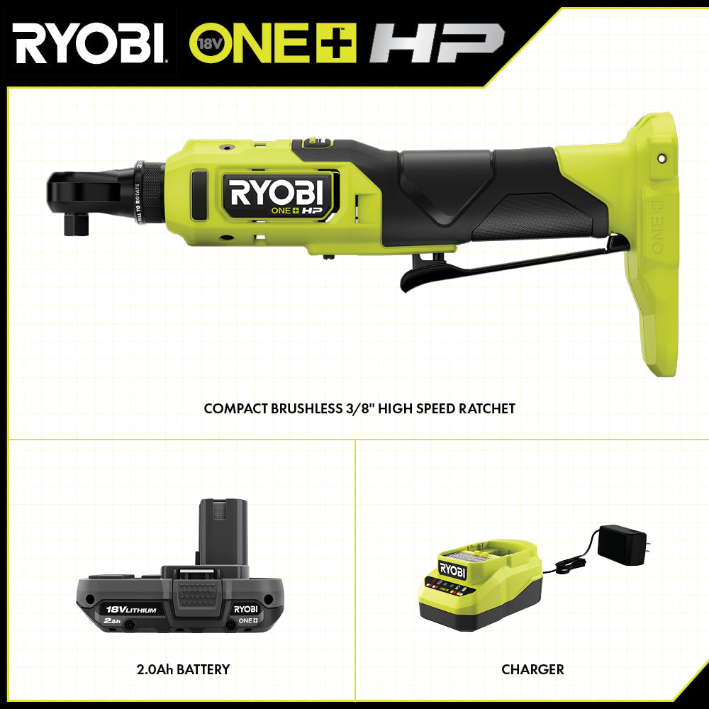 18V ONE+ HP Compact Brushless 3/8" High Speed Ratchet KIT