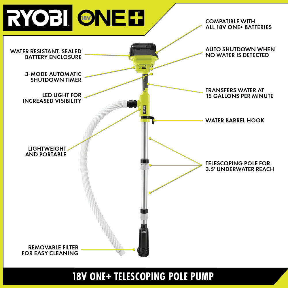 18V ONE+ 1/6 Telescoping Pole Pump