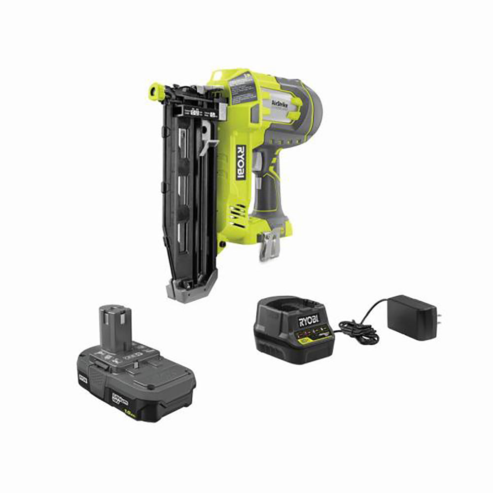 18V ONE+ AirStrike 16-Gauge Straight Finish Nailer with Sample Nails, (1) 1.5 Ah Battery and Charger