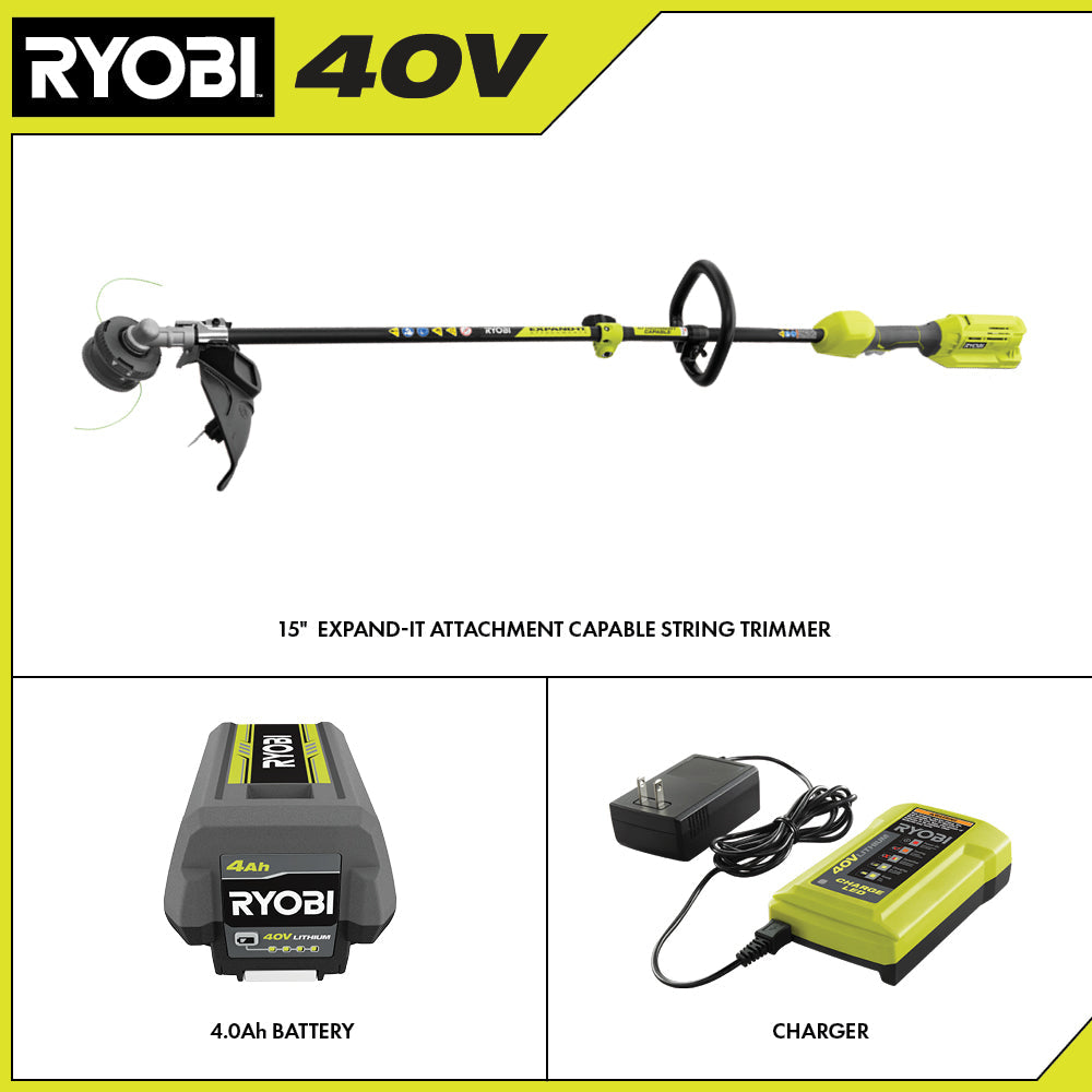 40V Attachment Capable 15" String Trimmer Kit
