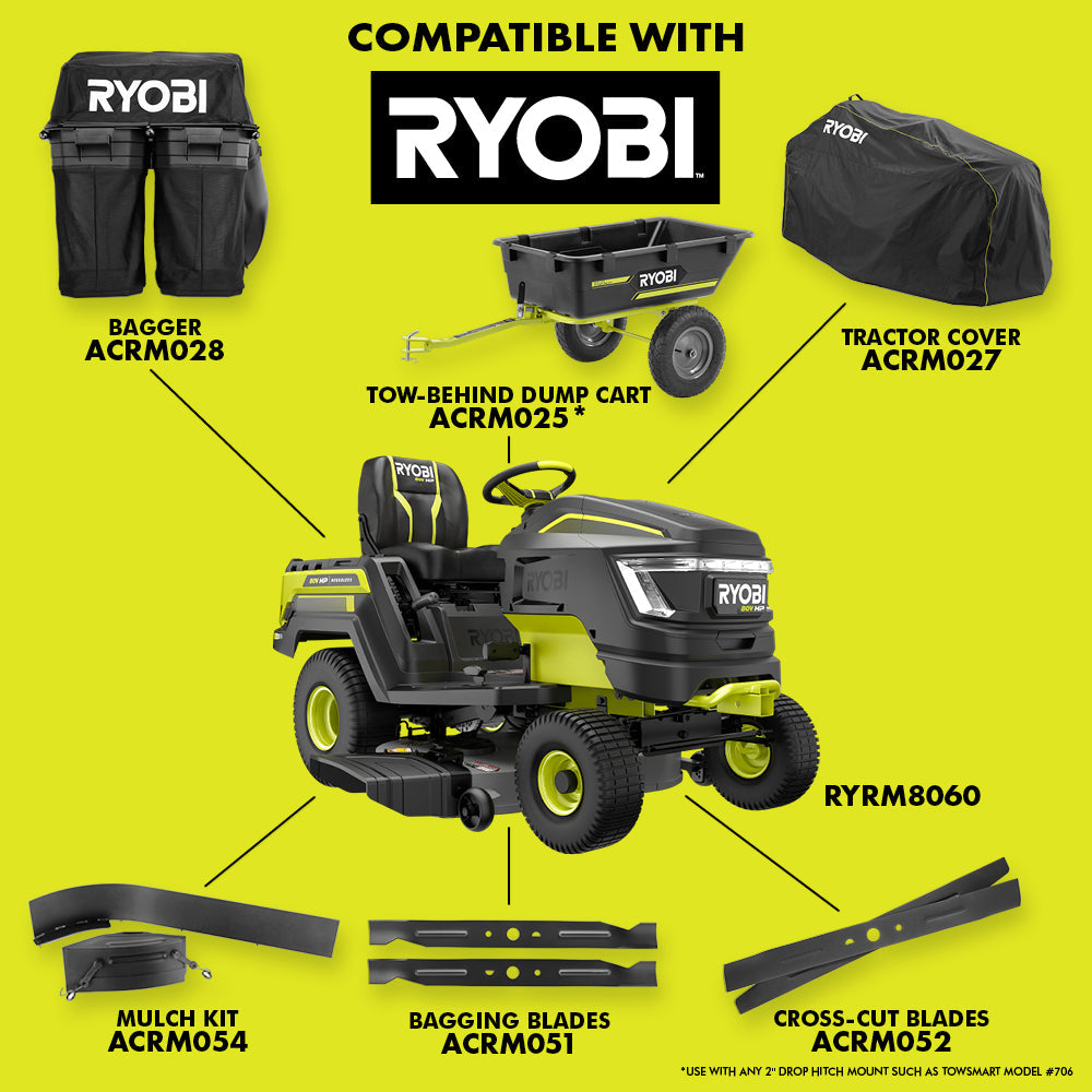 80V HP Brushless 42" Battery Cordless Electric Riding Lawn Tractor Kit