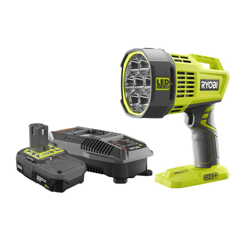 18V ONE+ Hybrid LED Spotlight, 12-Volt Automotive Cord with 2.0Ah Battery and Dual Chemistry Charger Kit