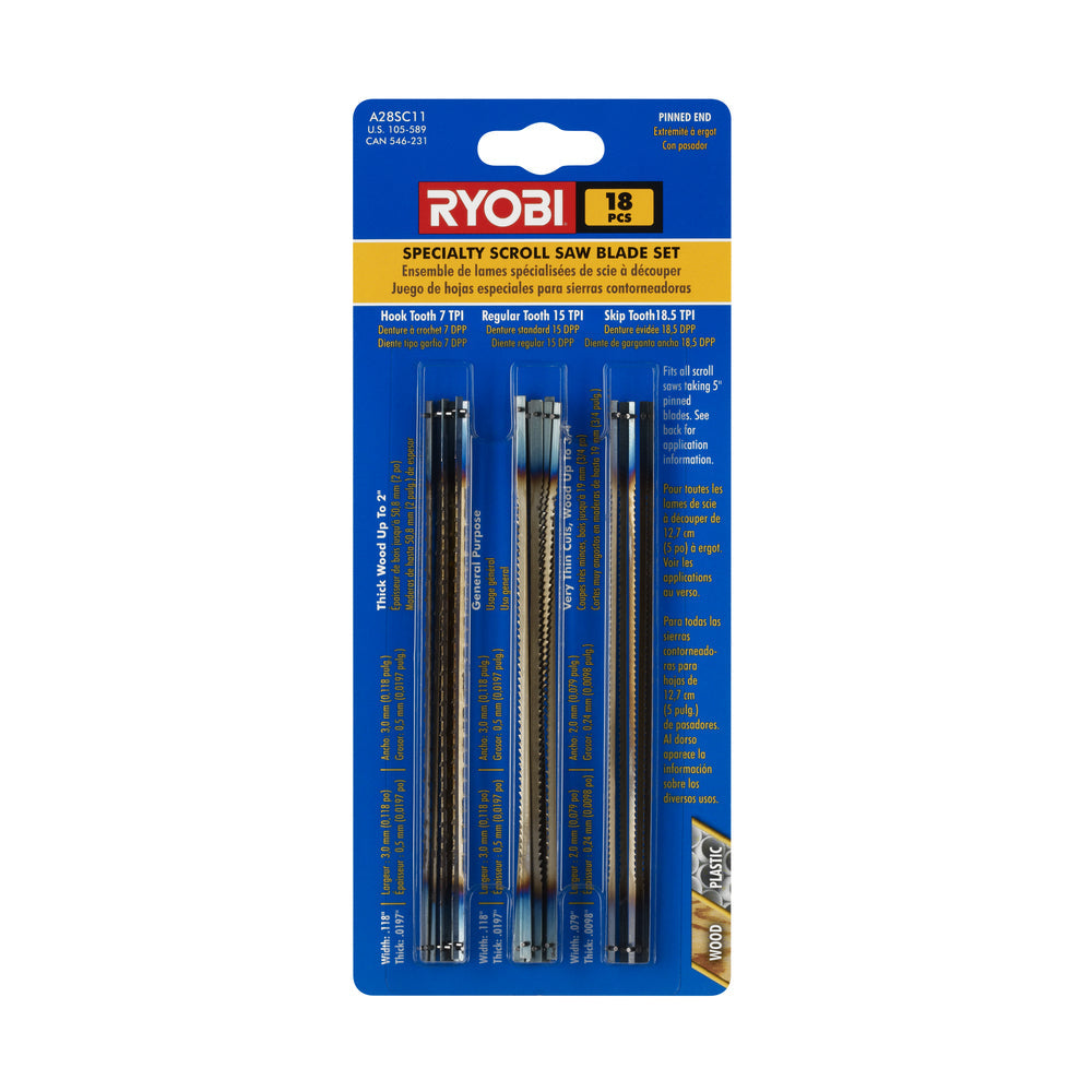 5" Pinned Scroll Saw Blades Assortment (18-Pack)
