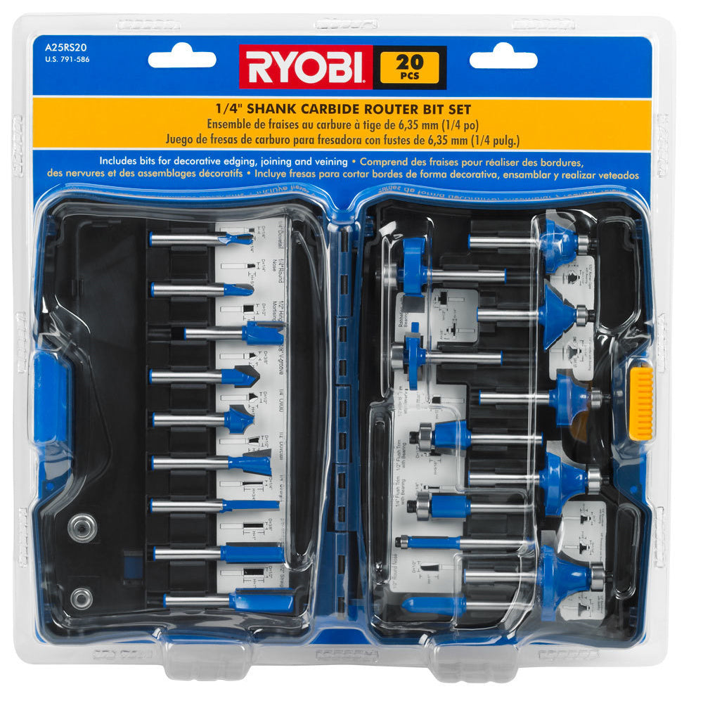 20 PC. Mixed Router Bit Set