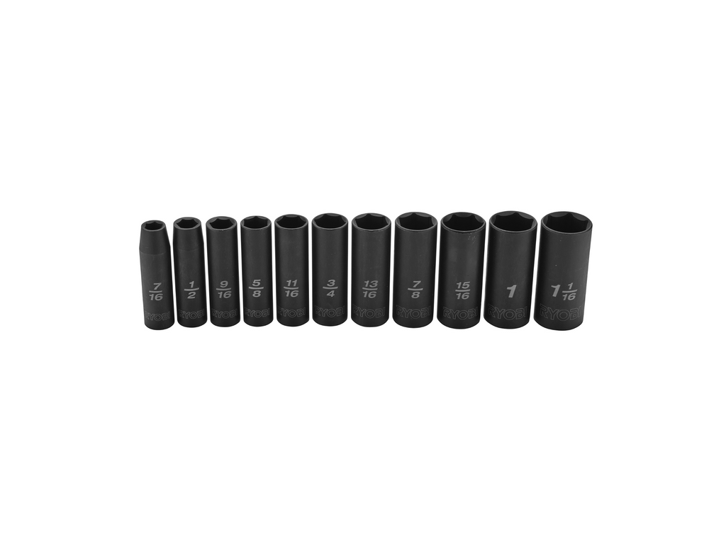 11 PC. SAE 1/2" Drive Deep Impact Socket Set
