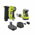 18V ONE+ 18-Gauge Brad Nailer and 5" Random Orbit Sander Combo Kit with (1) 1.5 Ah Battery and Charger