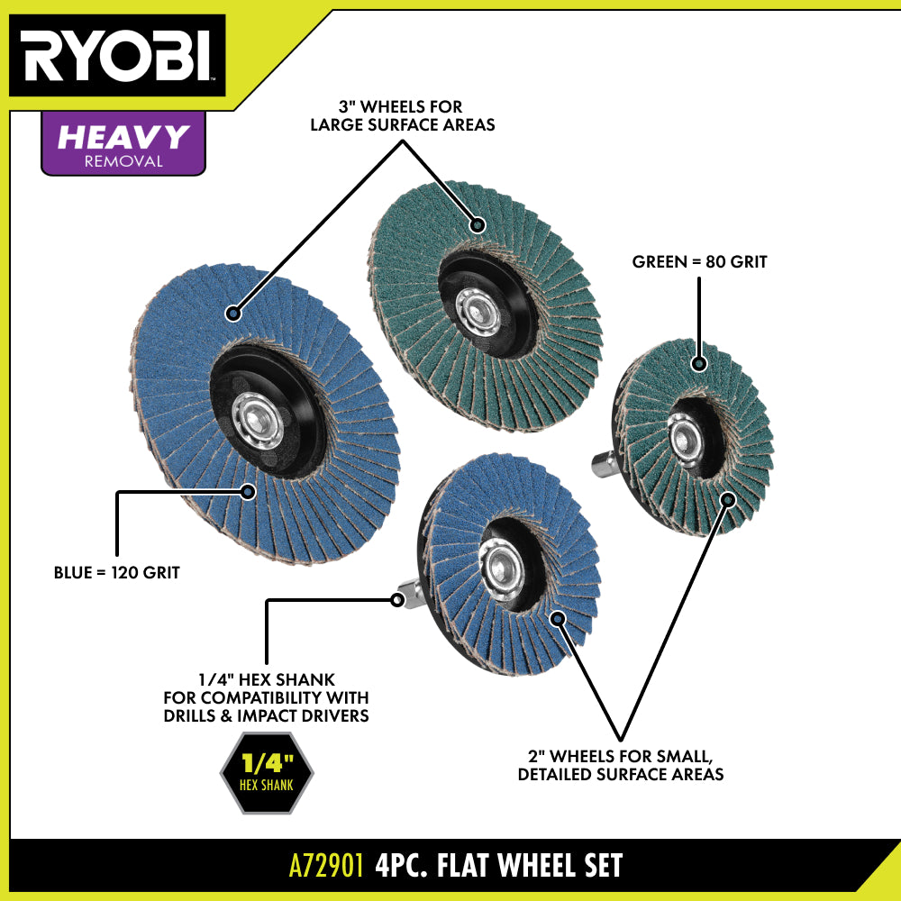 4 PC. Flap Wheel Set
