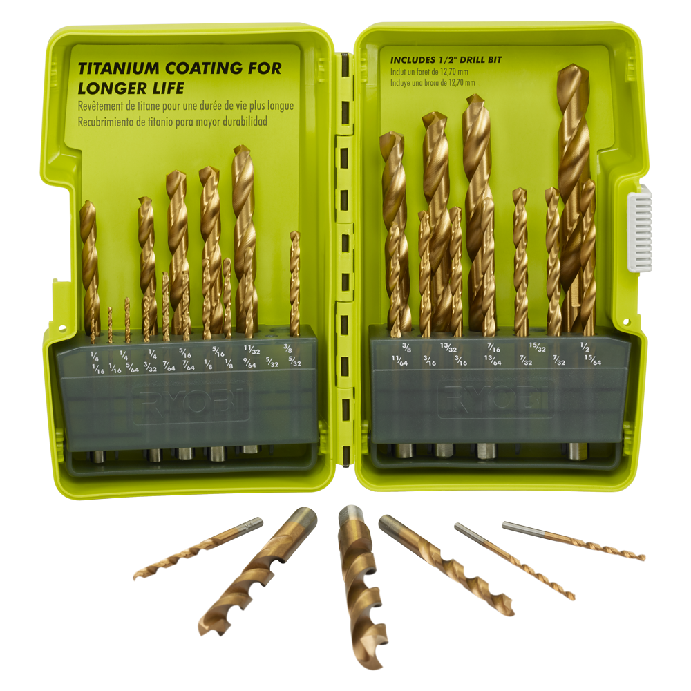 32 PC Titanium Coated Drill Bit Set