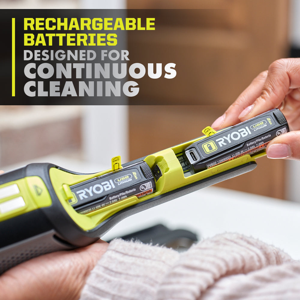 USB Lithium HP Compact Hand Vacuum Cleaner Kit with (2) USB Lithium 2.0 Ah Batteries and Charger