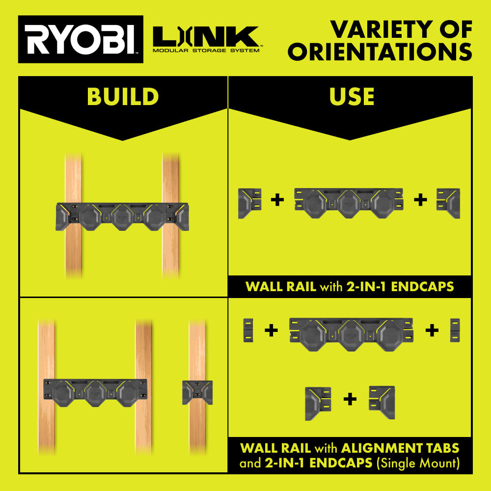 Wall Rail & 2-in-1 Endcap Set