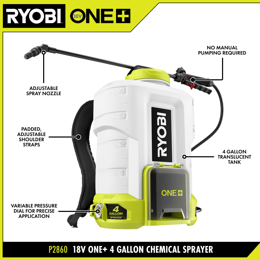 18V ONE+ 4 Gallon Backpack Chemical Sprayer