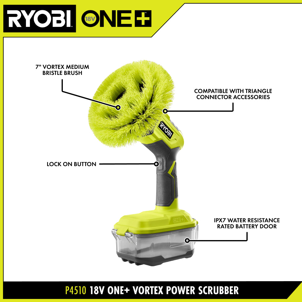 18V ONE+ Cordless VORTEX Power Scrubber (Tool Only), Electric Spin Scrubber