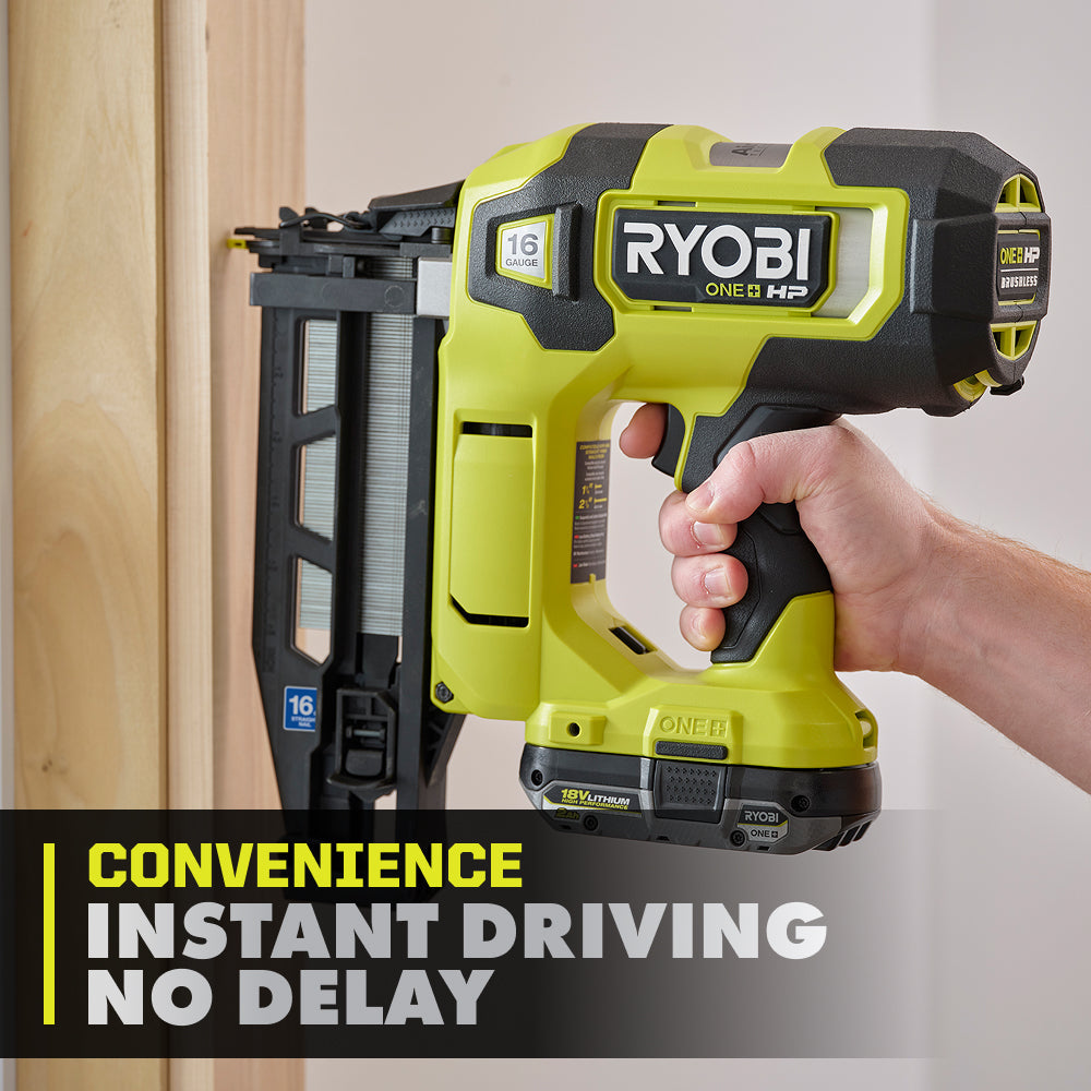 18V ONE+ HP 18V Brushless Cordless Nail Gun, 16-Gauge Straight Finish Nailer (Tool Only)