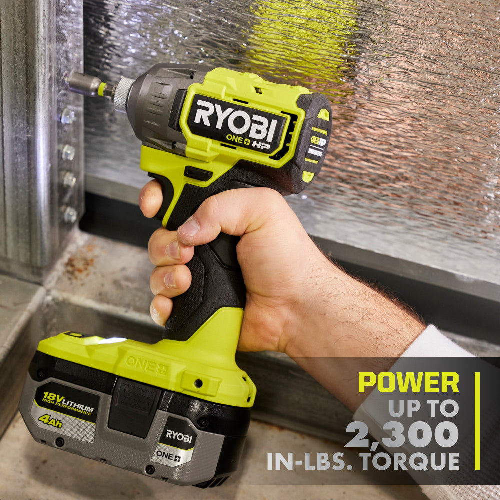 18V ONE+ HP BRUSHLESS CORDLESS 2-TOOL HAMMER DRILL / DRIVER, IMPACT DRIVER, 4.0 Ah, 2.0 Ah BATTERY, CHARGER, AND BAG