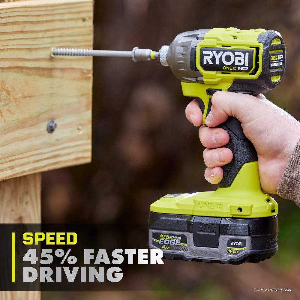 18V ONE+ HP BRUSHLESS CORDLESS 2-TOOL HAMMER DRILL / DRIVER, IMPACT DRIVER, 4.0 Ah, 2.0 Ah BATTERY, CHARGER, AND BAG