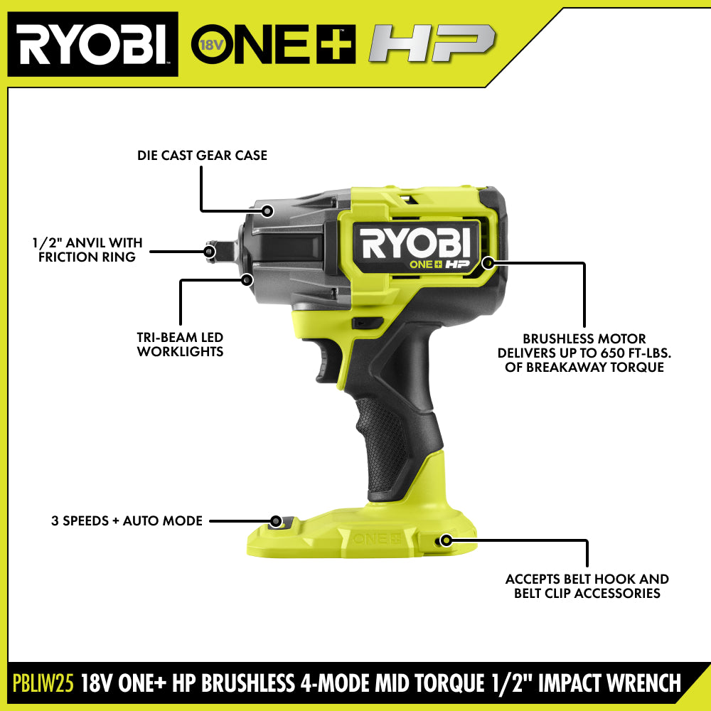 18V ONE+ HP 4-Mode Mid Torque 1/2" Impact Wrench