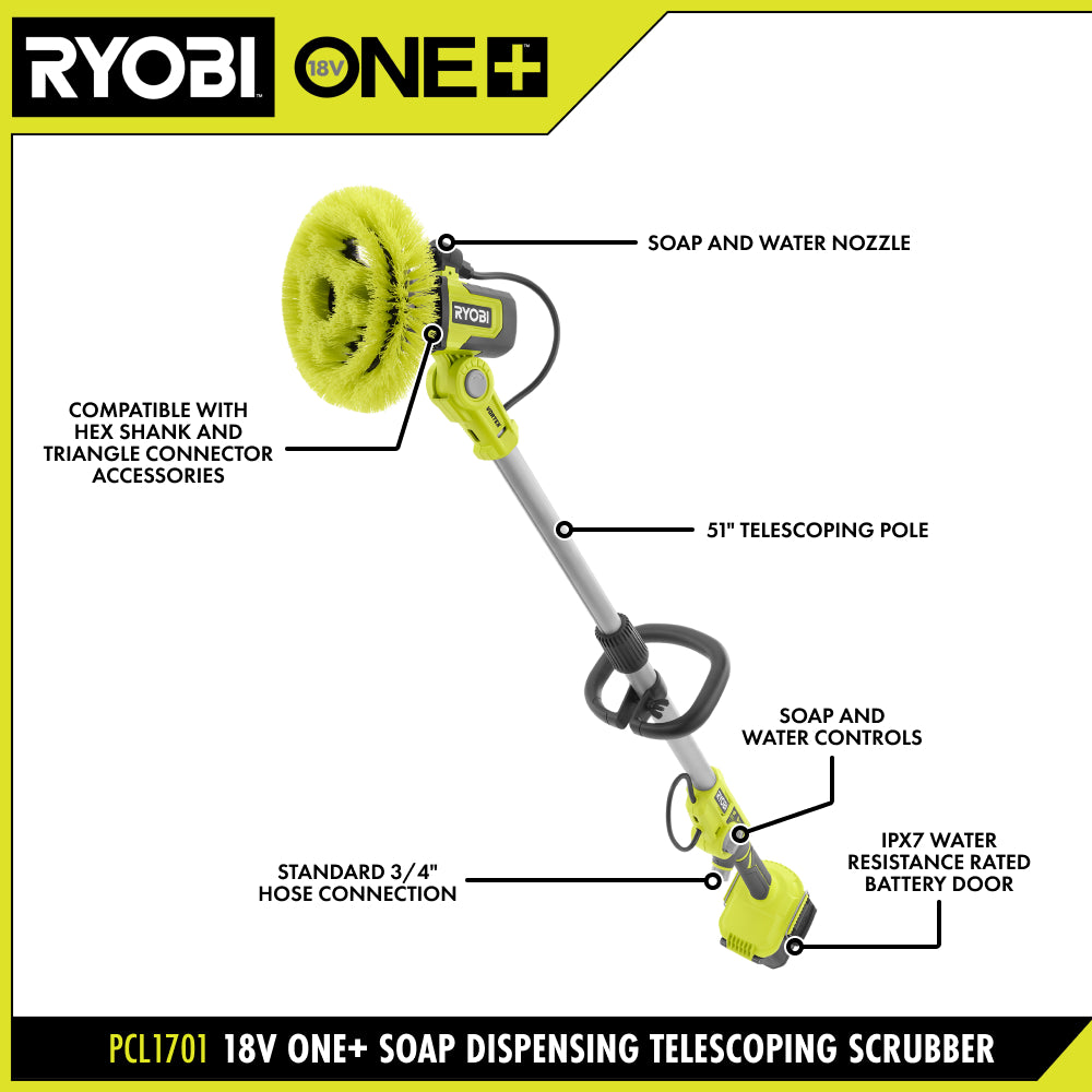 18V ONE+ VORTEX Soap Dispensing Telescoping Scrubber Kit