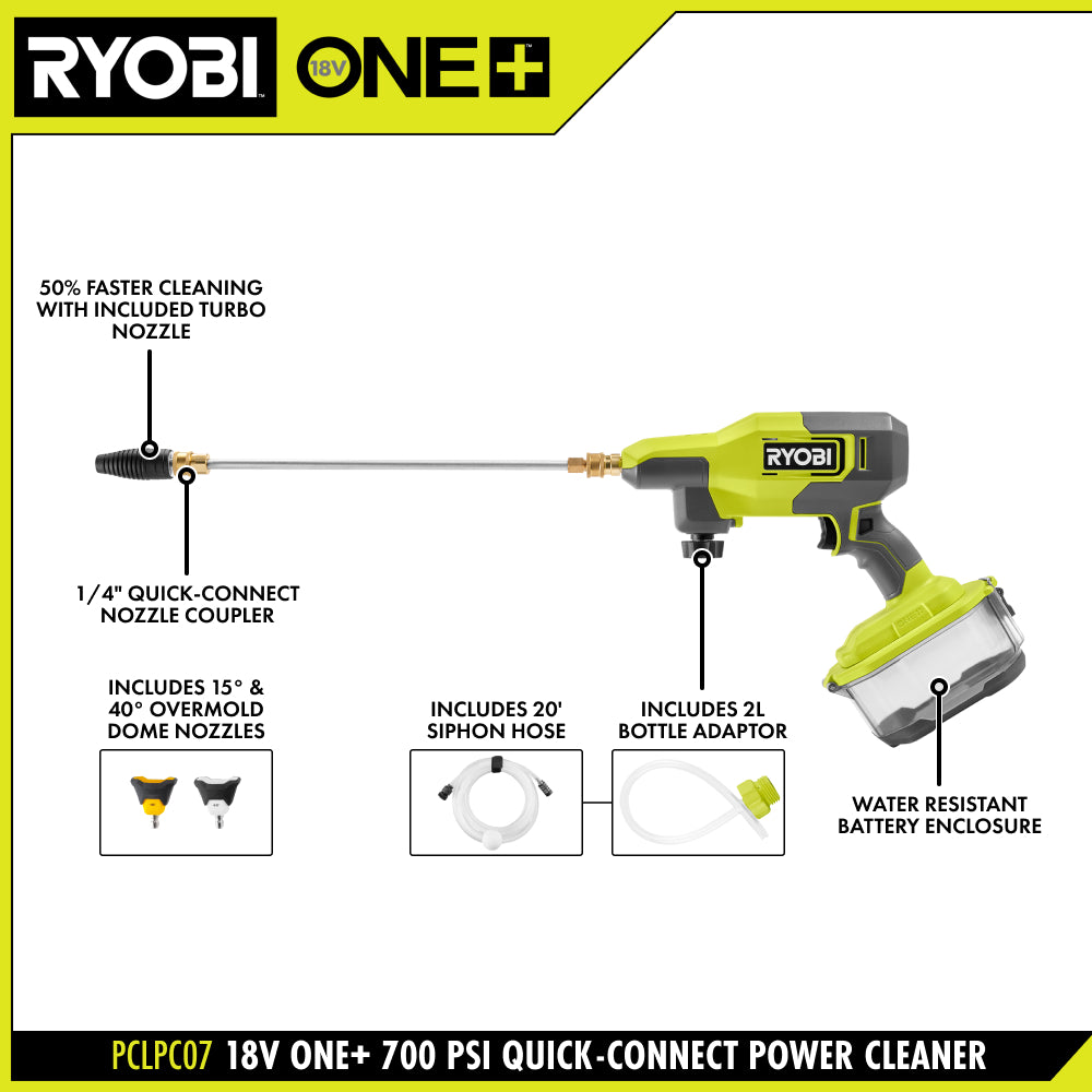 18V ONE+ 700 PSI Quick-Connect Power Cleaner Kit