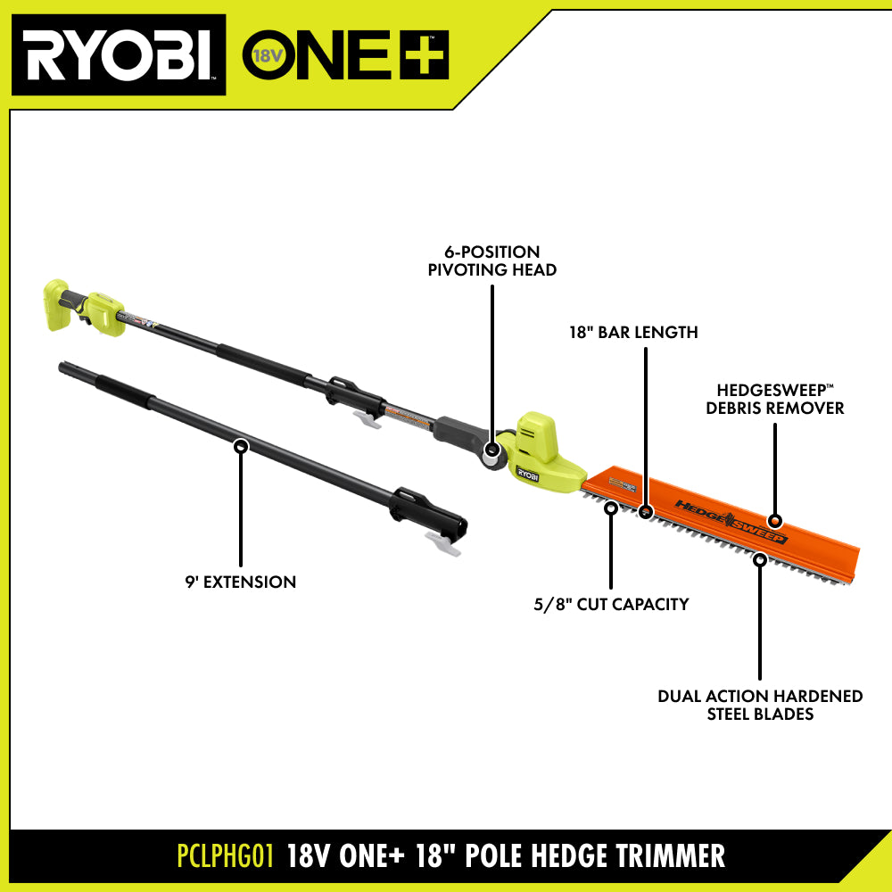 18V ONE+ 18" Pole Hedge Trimmer