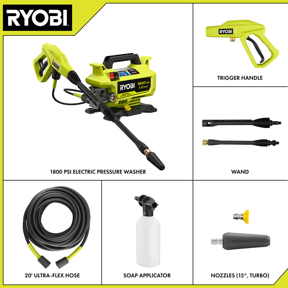 1800 PSI 1.2 GPM Electric Pressure Washer