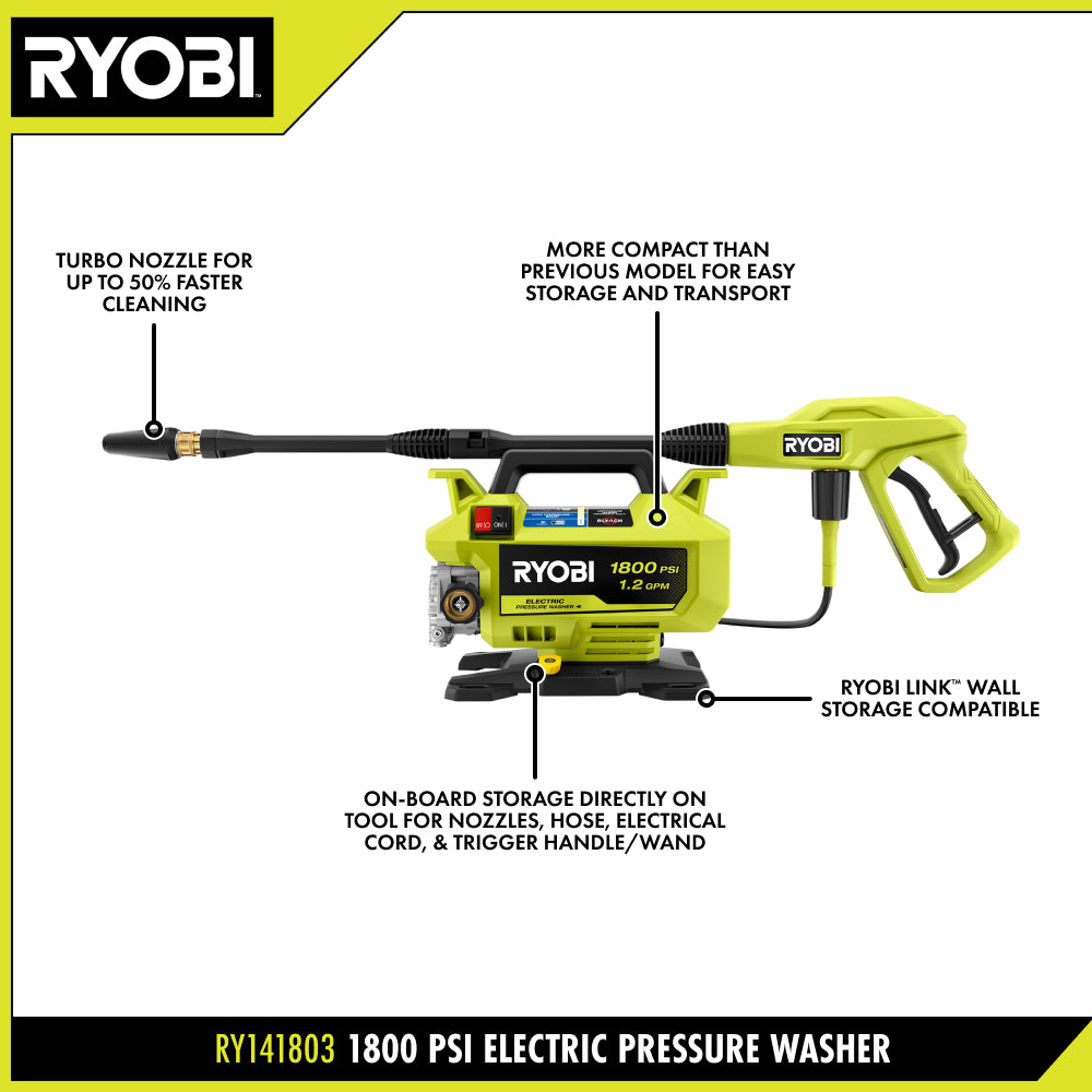 1800 PSI 1.2 GPM Electric Pressure Washer