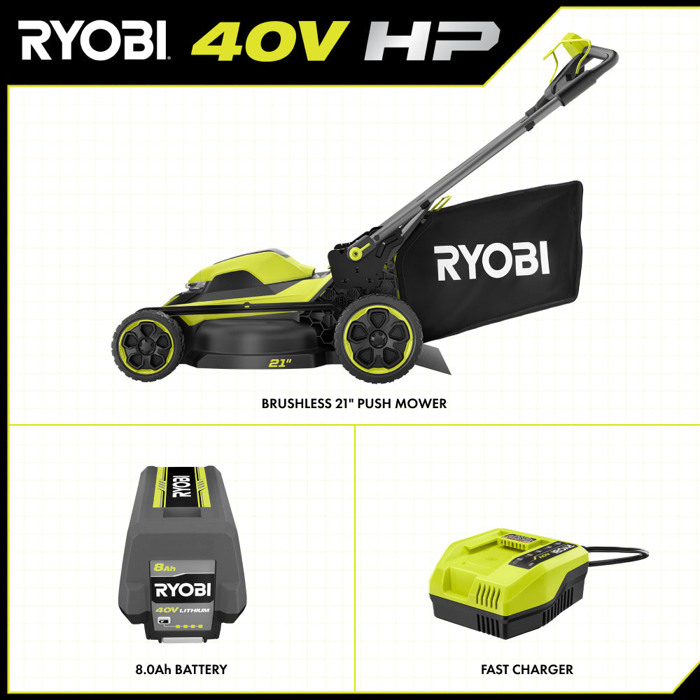 40V HP Brushless 21" Push Mower Kit