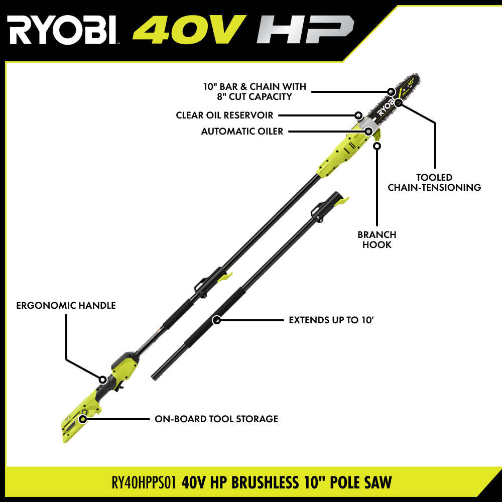 40V HP Brushless 10" Pole Saw