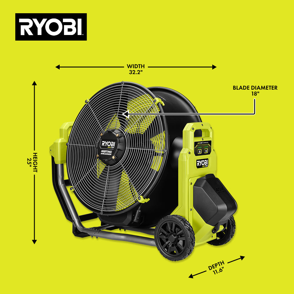 40V HP Brushless Hybrid 18" Misting Air Cannon