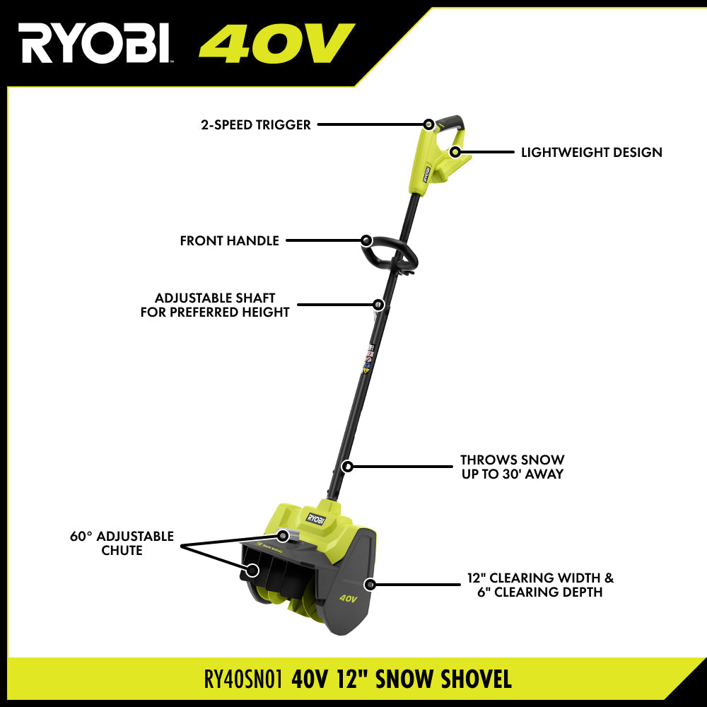 40V 12" Snow Shovel Kit