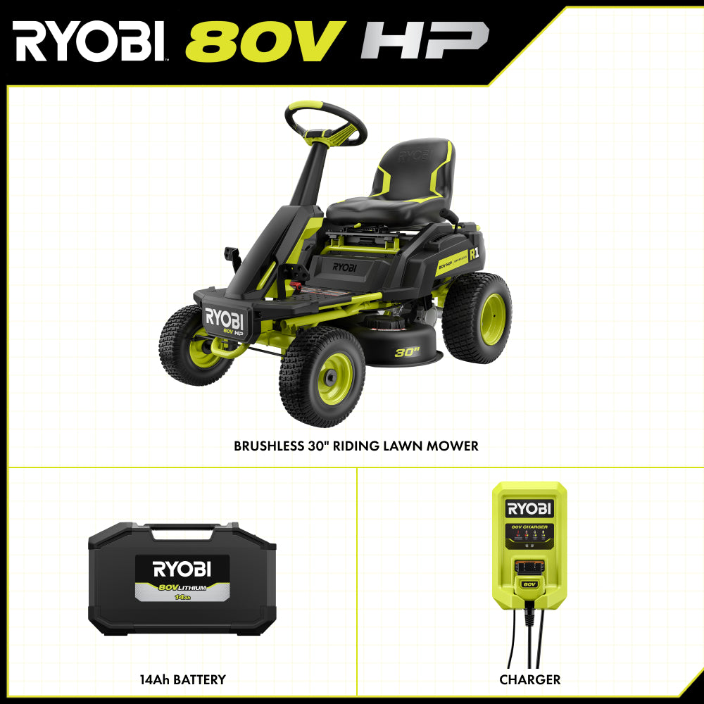 R1 80V HP Brushless 30" Riding Lawn Mower Kit