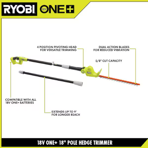 18V ONE+ 18" Pole Hedge Trimmer Kit