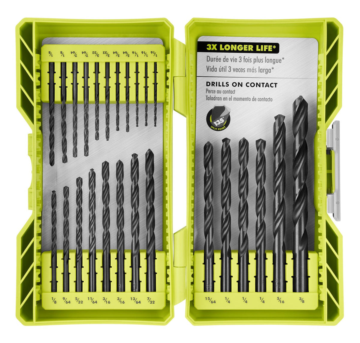 25 PC. Round Shank Black Oxide Drill Bit Set