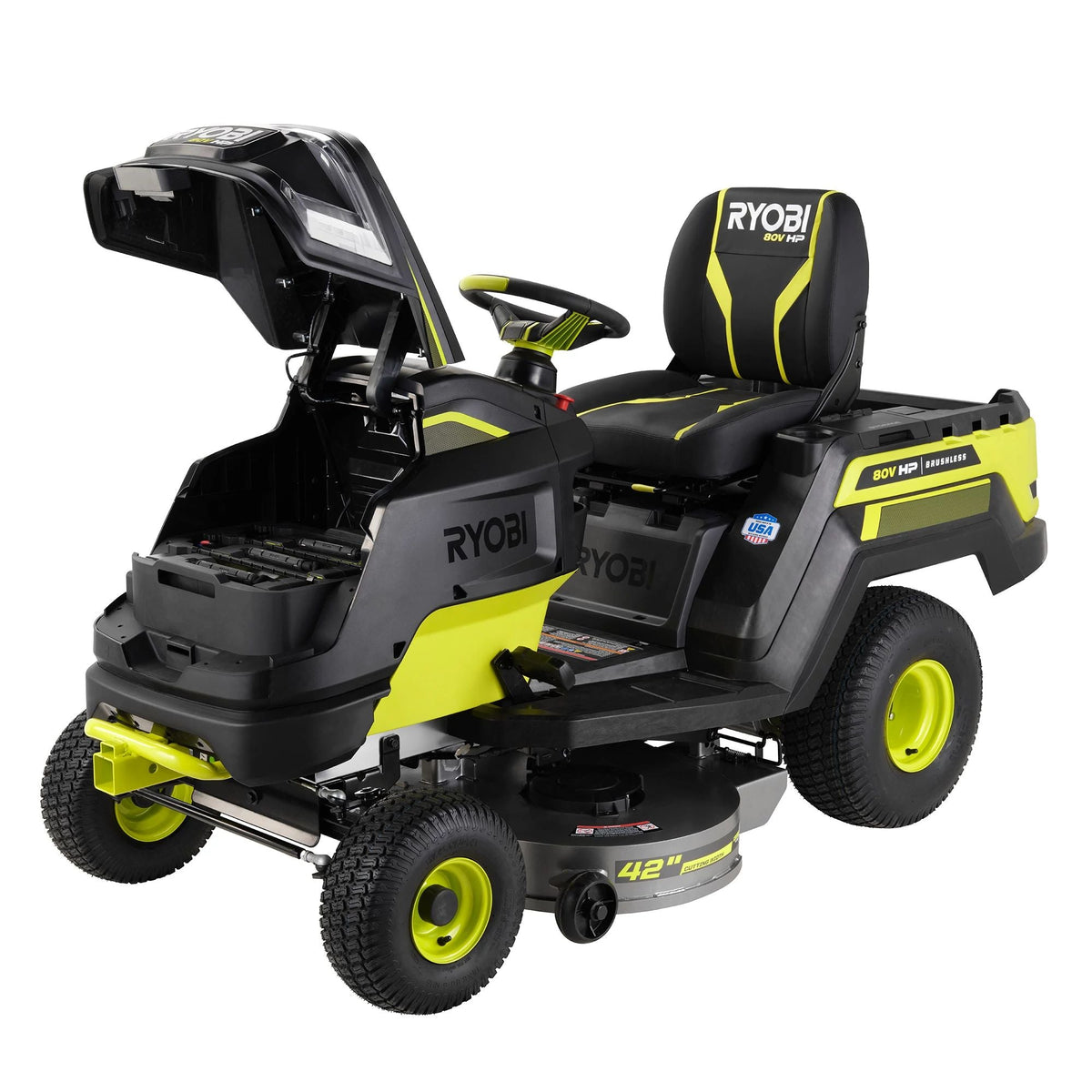 80V HP Brushless 42" Battery Cordless Electric Riding Lawn Tractor Kit