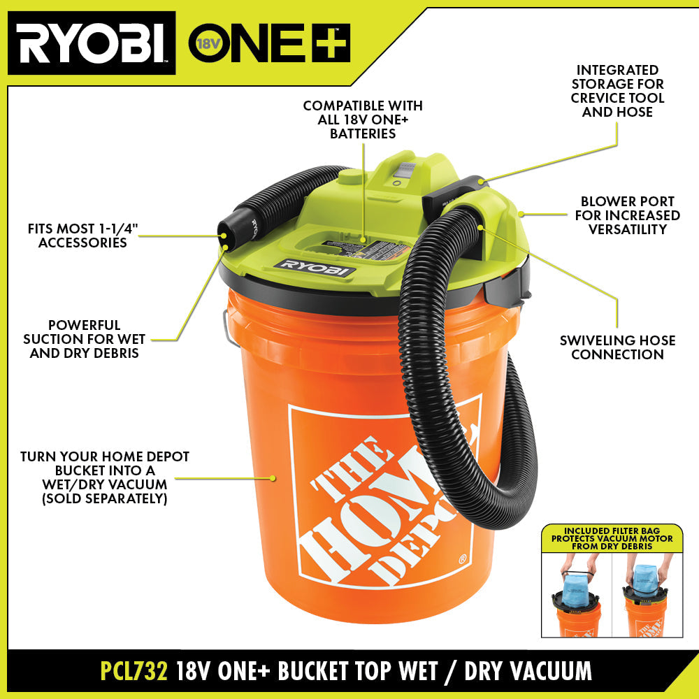 18V ONE+ Bucket Top Wet/Dry Vacuum