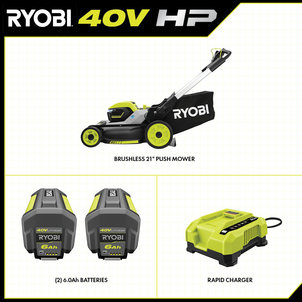 40V HP Brushless 21" Multi-Blade Push Mower Kit