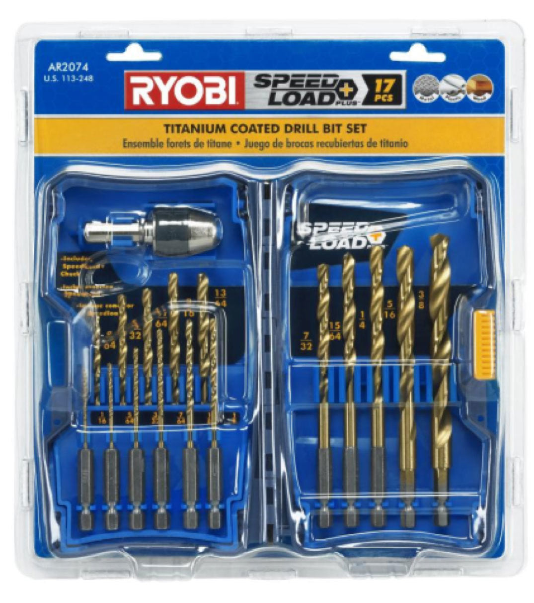 17 PC. Titanium Drill Bit Set
