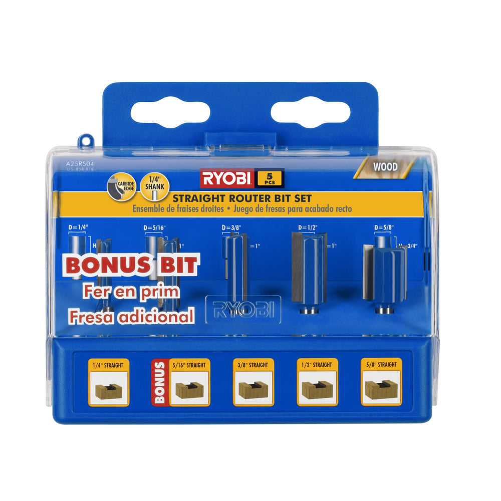 5 PC. Straight Router Bit Set
