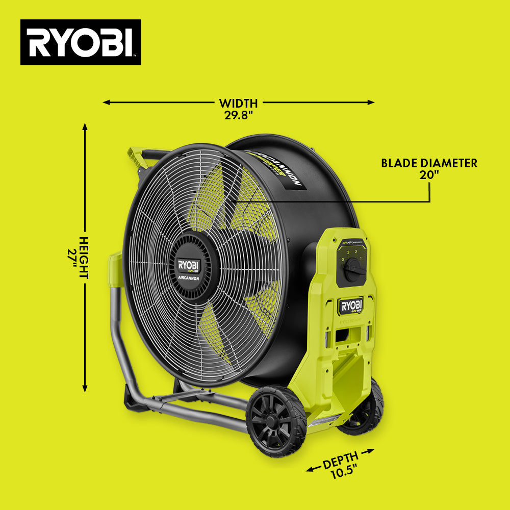 40V HP Brushless Hybrid WHISPER SERIES 20" Air Cannon Fan
