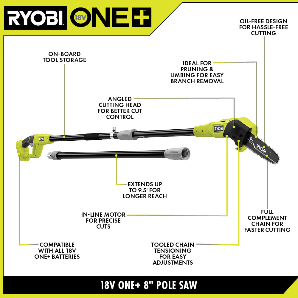 18V ONE+ 8" Pole Saw Kit