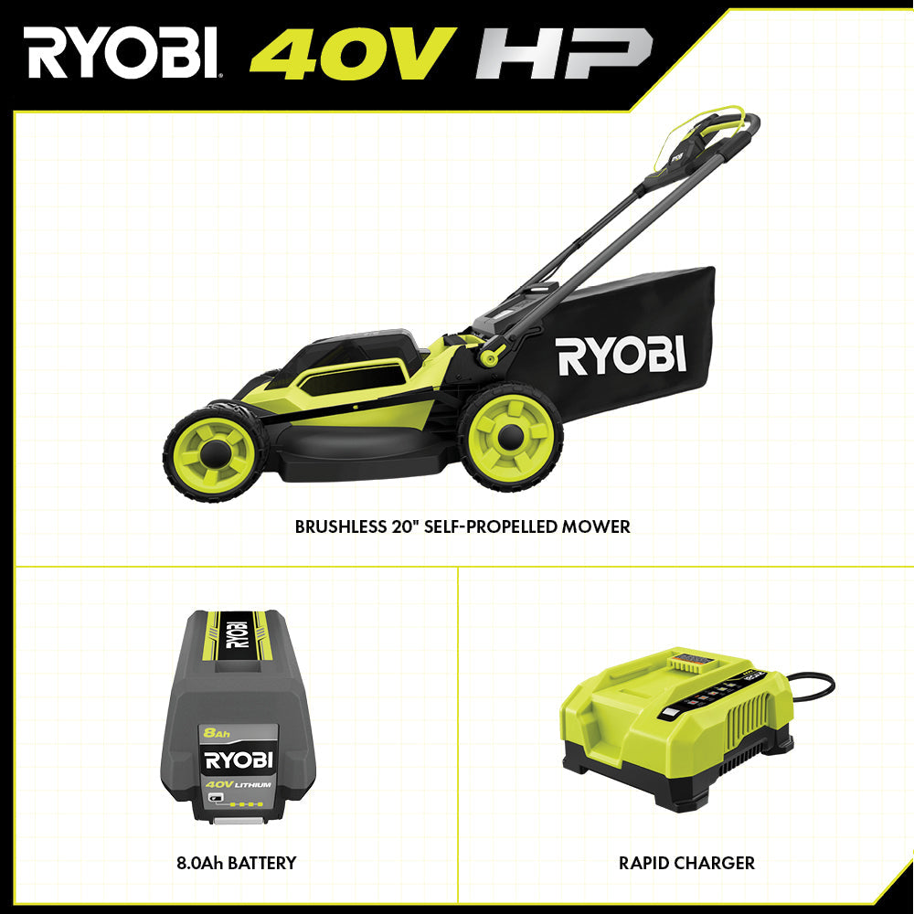 40V HP Brushless 20" Self-Propelled Multi-Blade Mower Kit