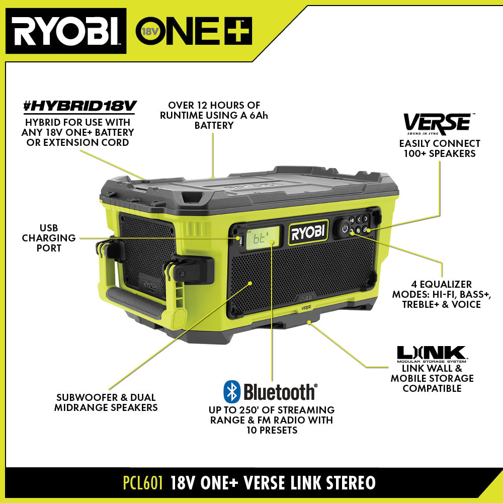 18V ONE+ Hybrid VERSE LINK BLUETOOTH Stereo