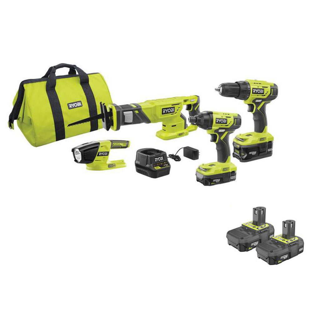 18V ONE+ 4-Tool Combo Kit with Bonus 18V ONE+ 2.0 Ah Compact Battery (2-Pack)