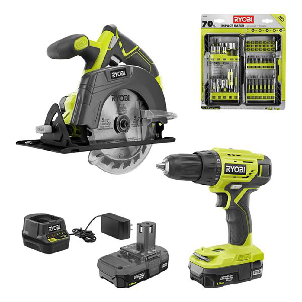 18V ONE+ 2-Tool Combo Kit with Drill/Driver, Circular Saw, (2) 1.5 Ah Batteries, Charger, Bag with Impact Kit