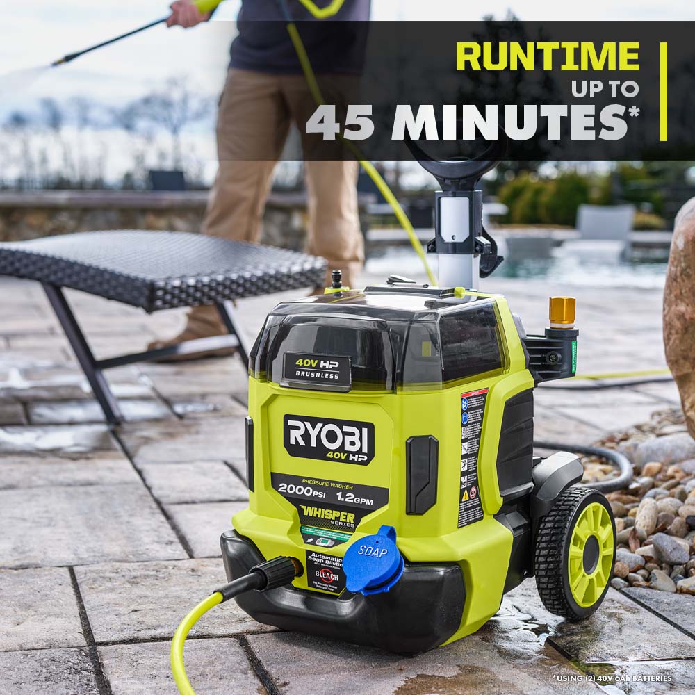 40V HP Brushless WHISPER SERIES 2000 PSI Pressure Washer