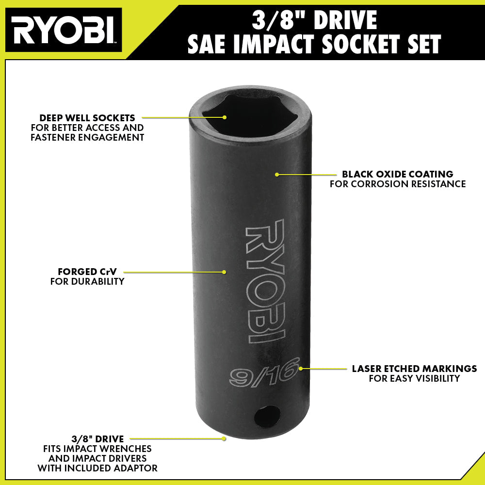 4 PC. 3/8" Drive SAE Impact Socket Set