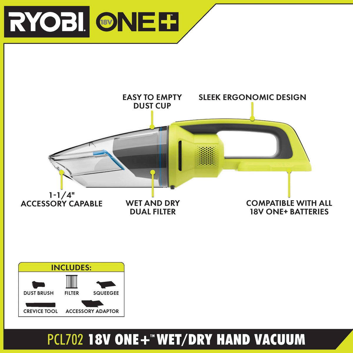 18V ONE+ Wet/Dry Hand Vacuum Kit