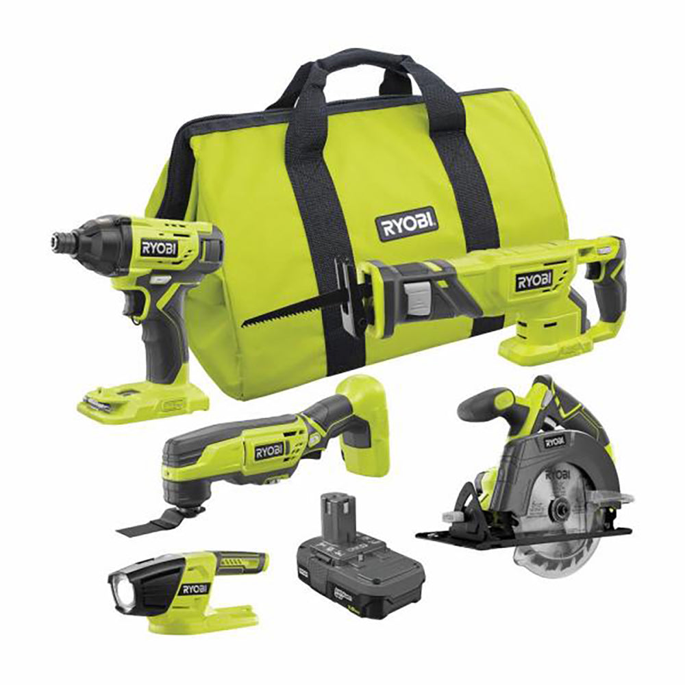 18V ONE+ 5-Tool Combo Kit with One 4.0 Ah Battery, One 1.5 Ah Battery, 18V Charger, and Bag